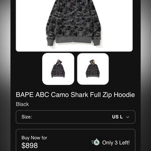 Bape Shark Camo Hoodie in Black and Gray